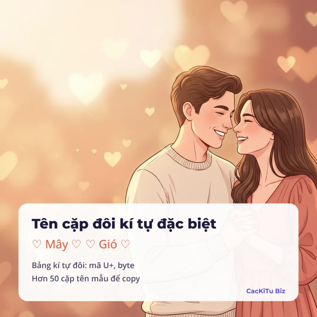 Tên cặp đôi có kí tự đặc biệt: bảng kí tự và hơn 50 cặp tên mẫu