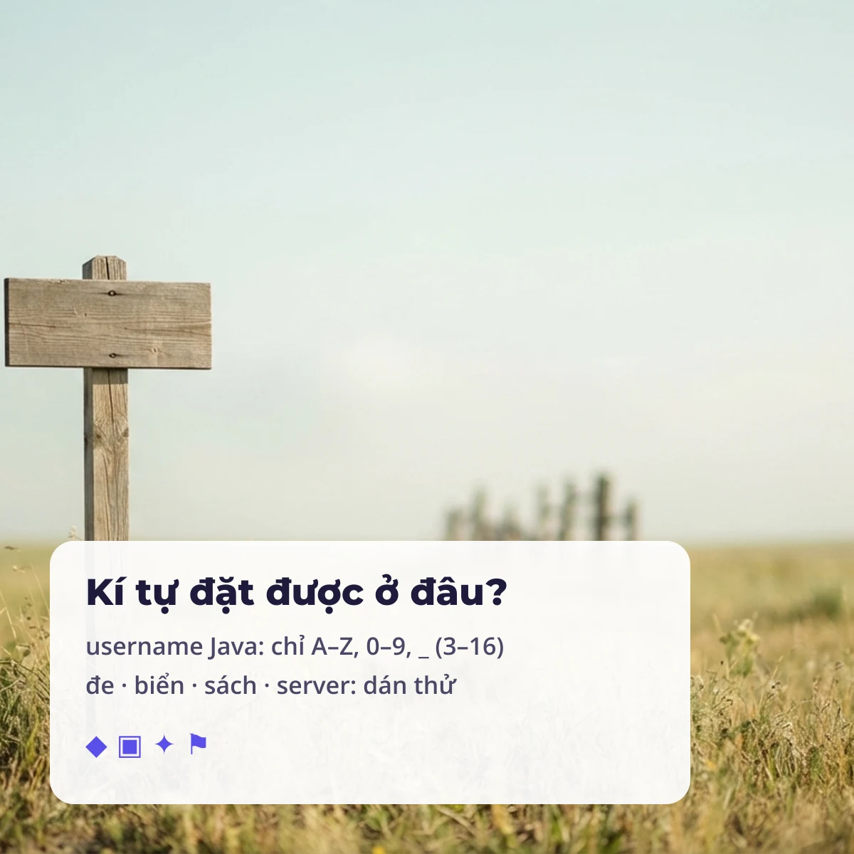 Kí tự đặc biệt Minecraft dùng ở đâu: username, đe, biển, sách, server