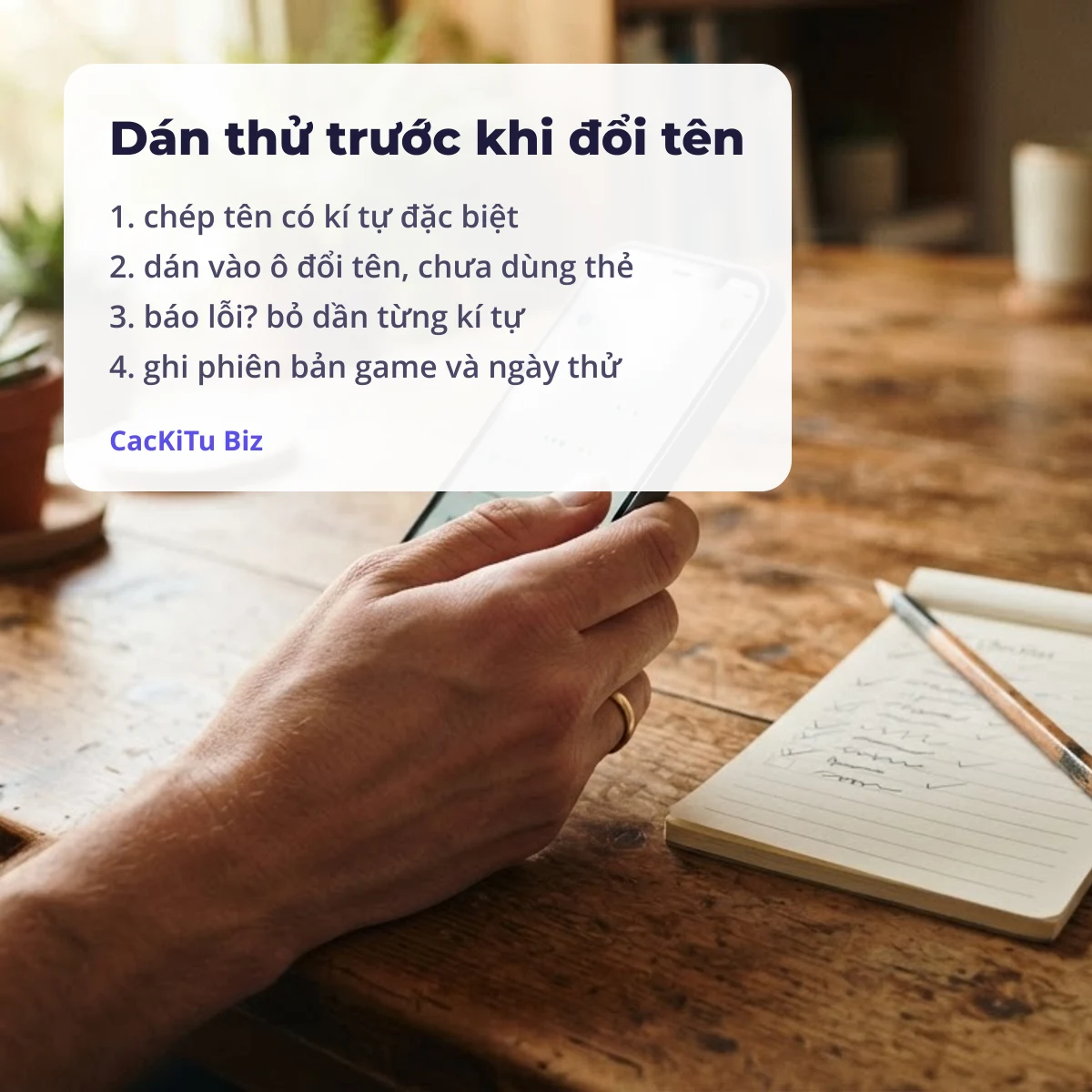Kiểm các kí tự đặc biệt trước khi dùng thẻ đổi tên trong game