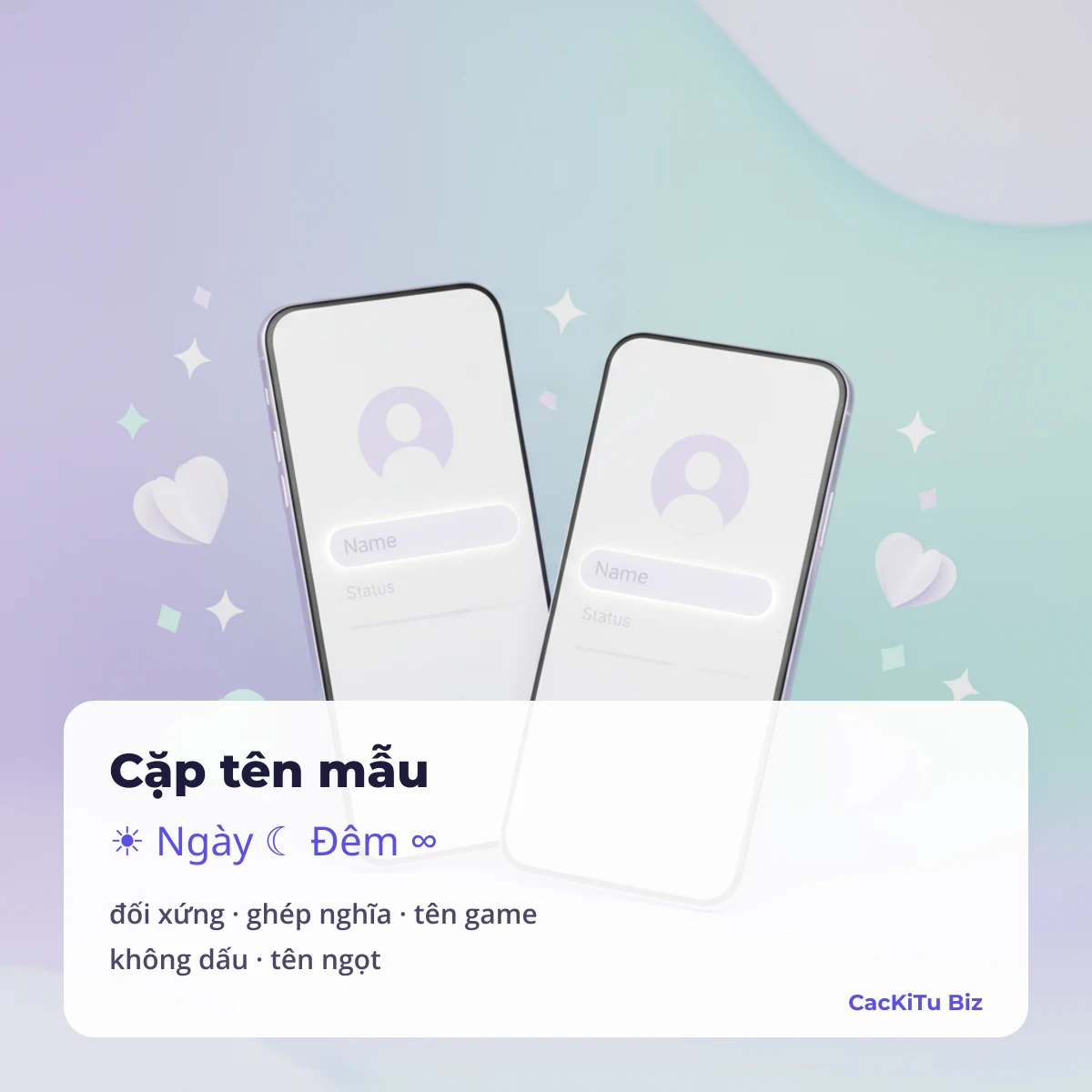 Tên cặp đôi có kí tự đặc biệt: cặp đối xứng, ghép nghĩa, tên game